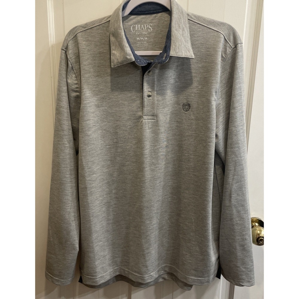 Ralph Lauren Chaps Polo Shirt Adult M Beige Crest Rugby Casual Mens-super soft!